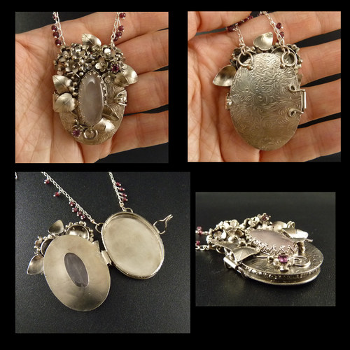 Otevírací medailonek s hortenziemi..