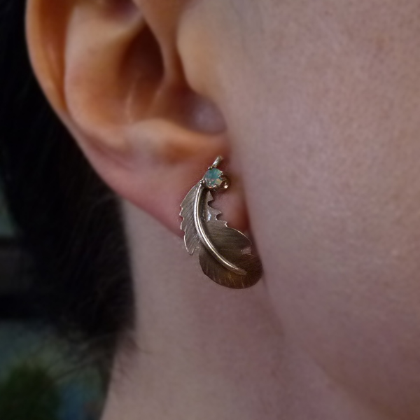 Opálová peříčka..náušničky